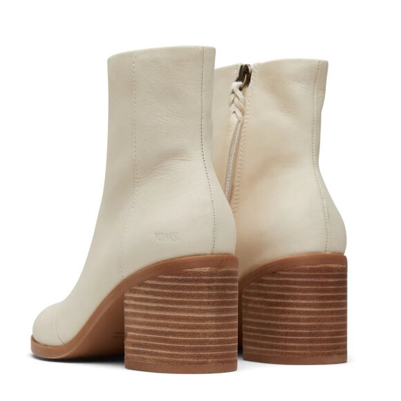 NIB Toms Evelyn Heeled Boot in Light Sand Leather, Size 8.5 - Picture 2 of 8